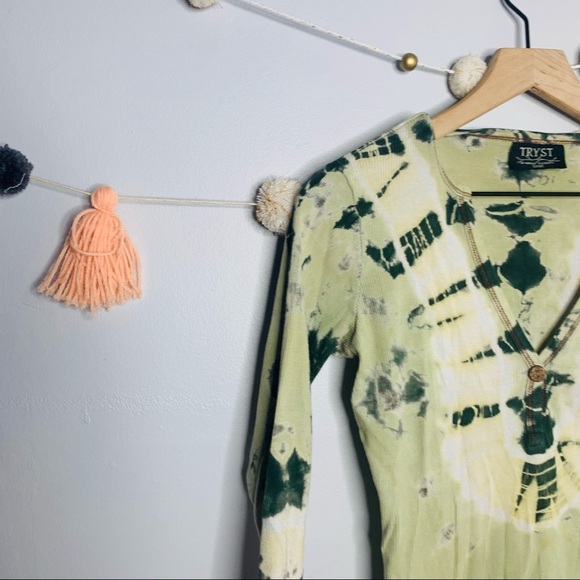 VINTAGE y2k ribbed crop green tie dye tee - Picture 7 of 12